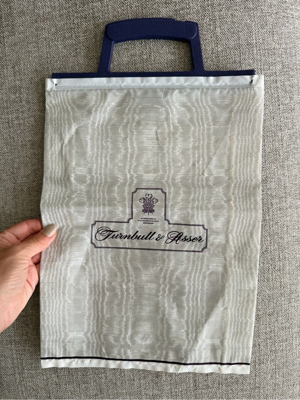 🗽Turnbull & Asser Cream and Navy Handle Women's Shopping Bag